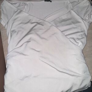 Express White Wrap Short Sleeve Blouse